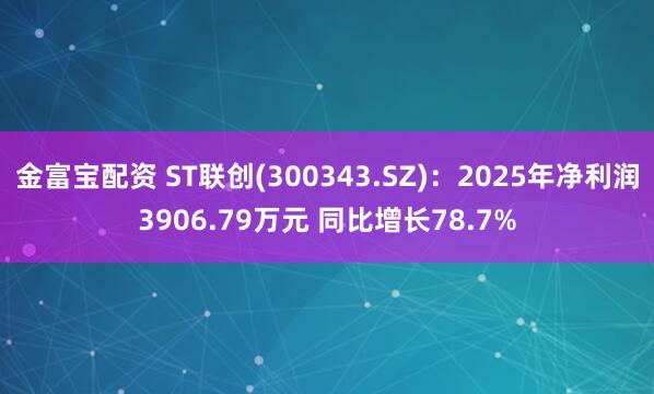金富宝配资 ST联创(300343.SZ)：2025年净利润3906.79万元 同比增长78.7%