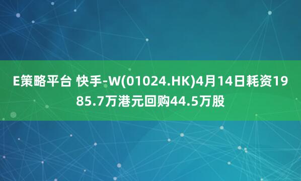 E策略平台 快手-W(01024.HK)4月14日耗资1985.7万港元回购44.5万股