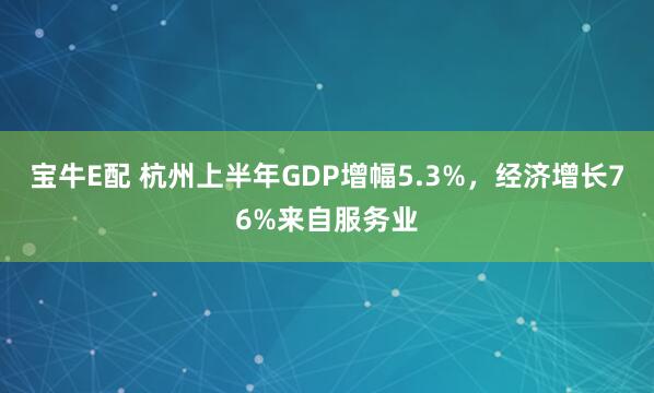 宝牛E配 杭州上半年GDP增幅5.3%，经济增长76%来自服务业