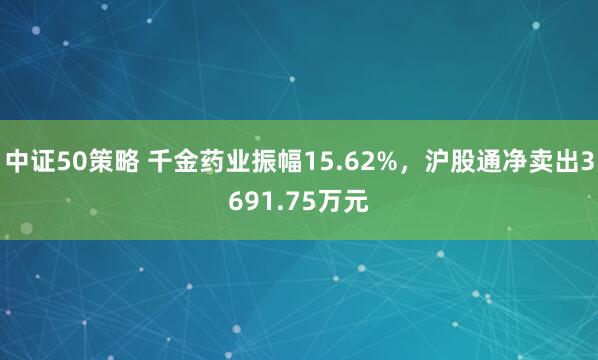 中证50策略 千金药业振幅15.62%,沪股通净卖出3691.75万元